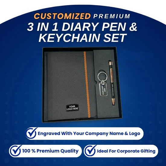 3-in-1 Diary, Pen & Keychain Corporate Gift Set
