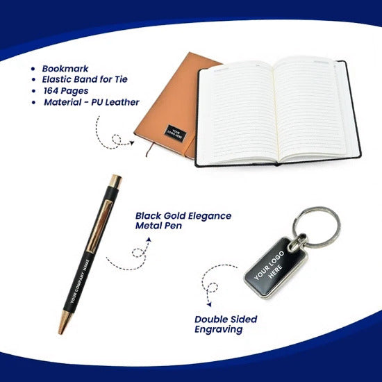 3-in-1 Diary, Pen & Keychain Corporate Gift Set