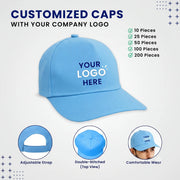 Customized Polo Cap with Company Logo in Sky Blue