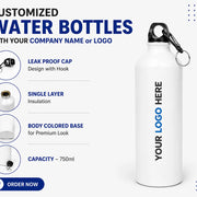 Customized Premium Water Bottle with Logo in White