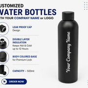 Customized Premium Water Bottle with Logo in Black