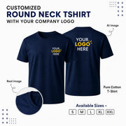 Customized Round Neck T-Shirt with Logo in Navy blue