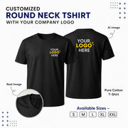 Customized Round Neck T-Shirt with Logo in Black