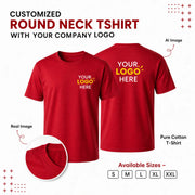 Customized Round Neck T-Shirt with Logo in Red