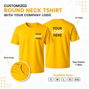 Customized Round Neck T-Shirt with Logo in Yellow
