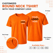 Customized Round Neck T-Shirt with Logo in Orange