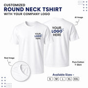 Customized Round Neck T-Shirt with Logo in White