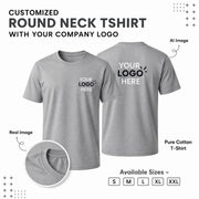 Customized Round Neck T-Shirt with Logo in Grey