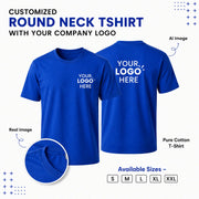 Customized Round Neck T-Shirt with Logo in Blue